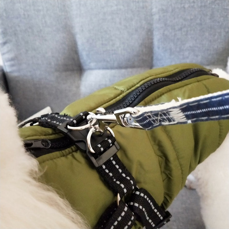 Waterproof Winter Dog Coat With Harness Warm Pet Clothing