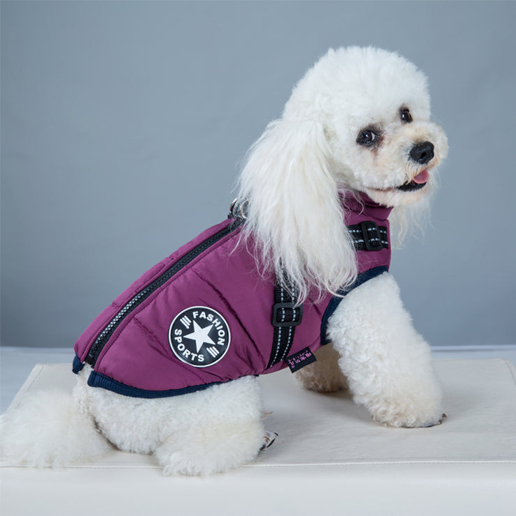 Waterproof Winter Dog Coat With Harness Warm Pet Clothing