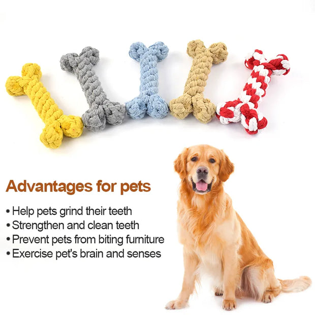 Dog Toys for Small Large Dogs Bones Shape Cotton Pet Puppy Teething Chew